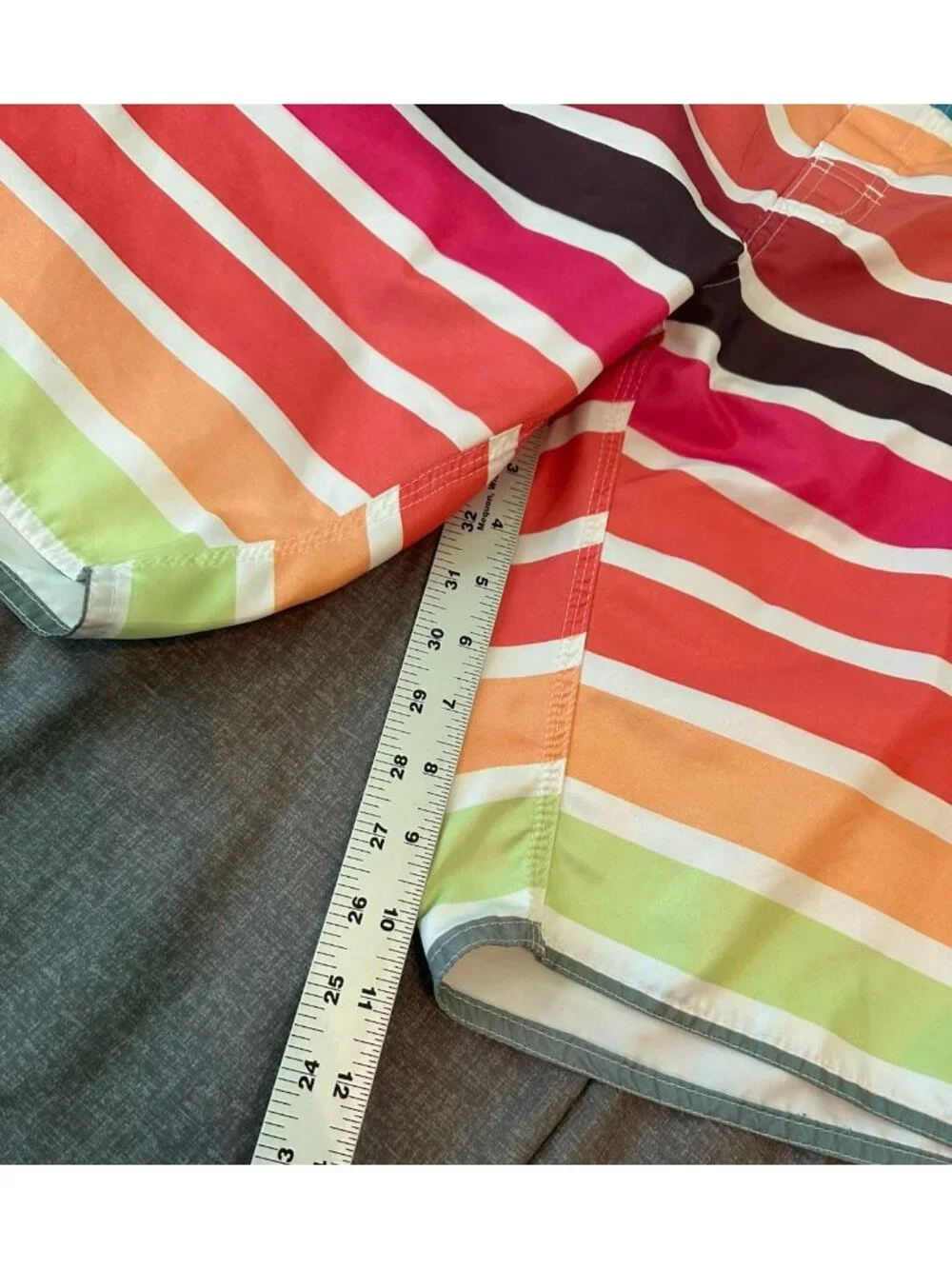Zara Man Rainbow Striped Board Shorts Swim Trunks 32 Lace Up Surf Swimwear Beach